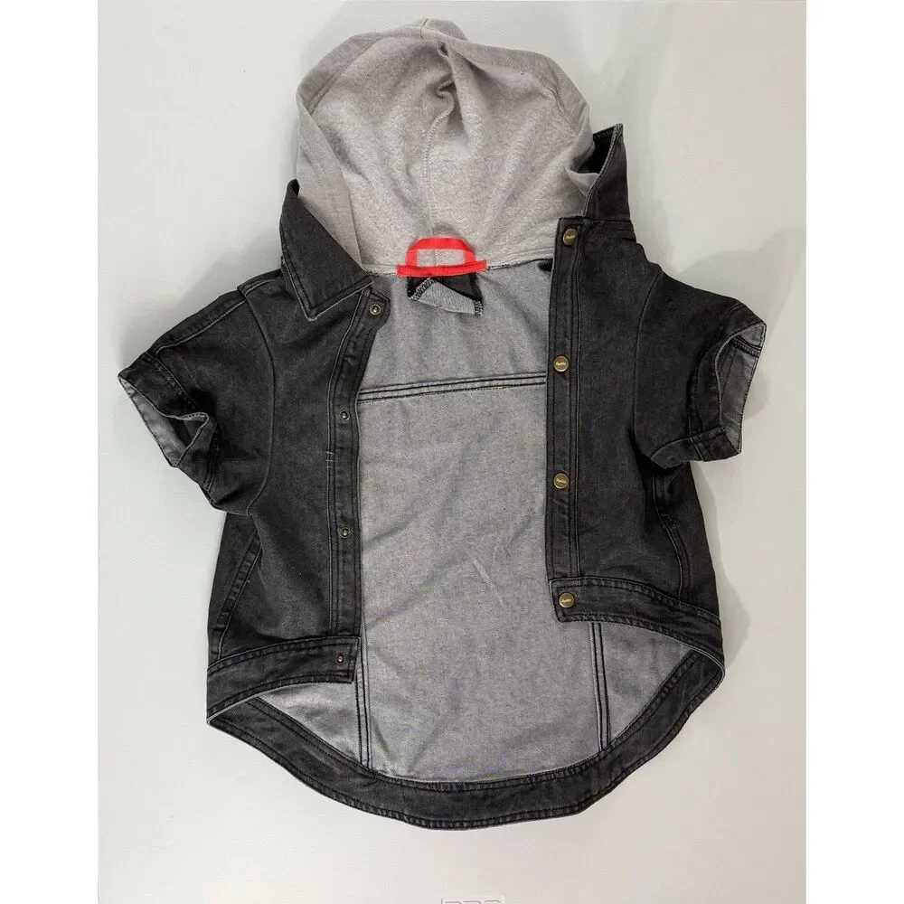 Reddy Dog Jacket XXL Black Denim Hooded Pet Coat Vest New With Tags